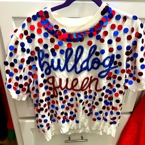 short sleeve queen of sparkles LATECH "bulldog queen" WORN ONCE SIZE XL